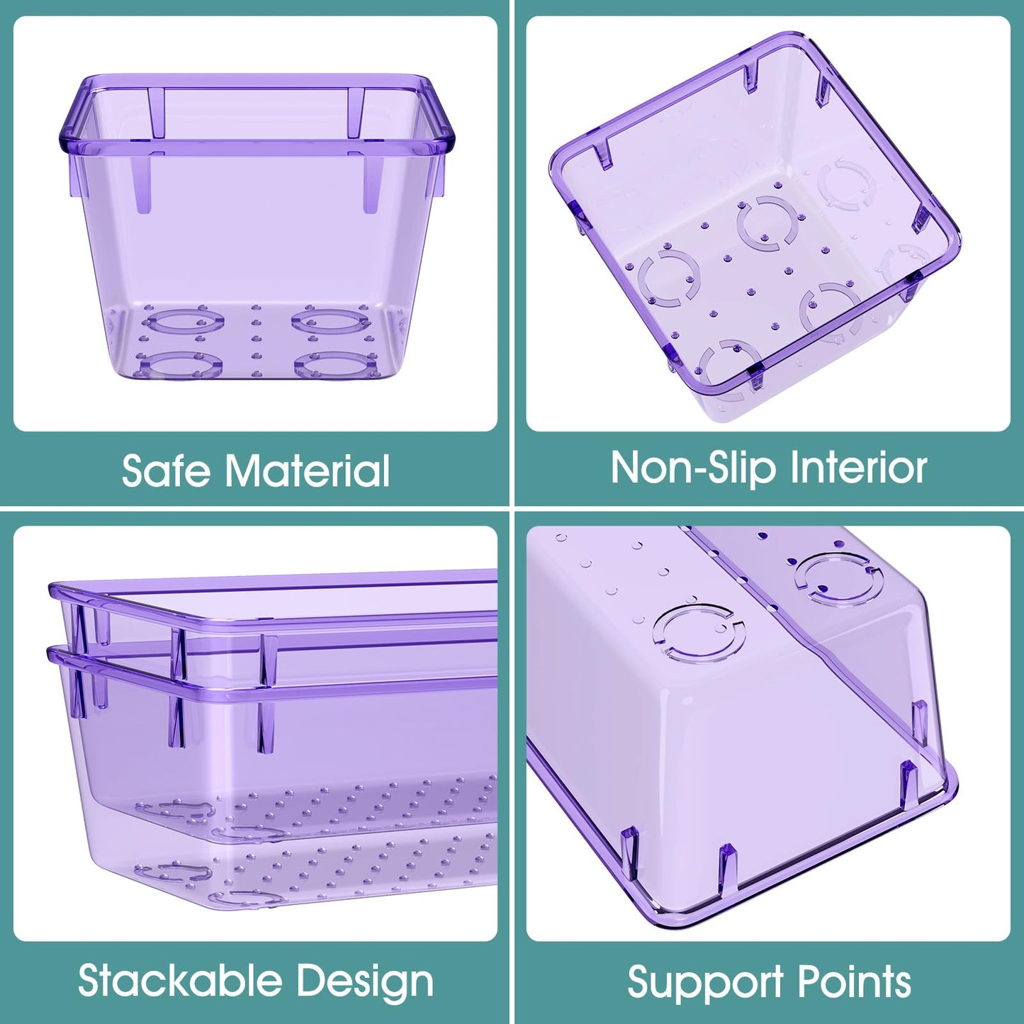 25 PCS Clear Plastic Drawer Organizer Set, 4 Sizes Desk Drawer Divider Organizers and Storage Bins for Makeup, Jewelry, Gadgets for Kitchen, Bedroom, Bathroom, Office