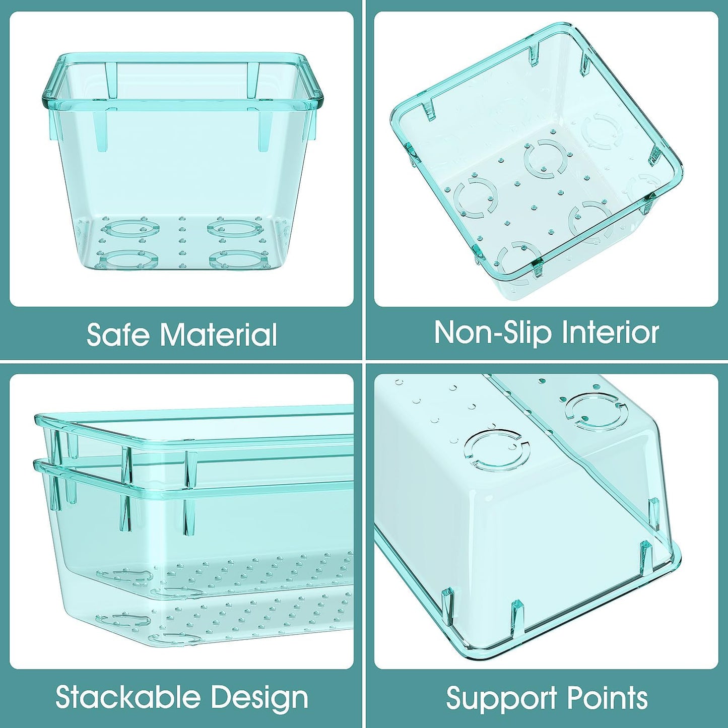 25 PCS Clear Plastic Drawer Organizer Set, 4 Sizes Desk Drawer Divider Organizers and Storage Bins for Makeup, Jewelry, Gadgets for Kitchen, Bedroom, Bathroom, Office